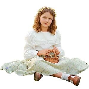 VTG girls tween 70s 80s pure cotton white sailor collar back button blouse 12